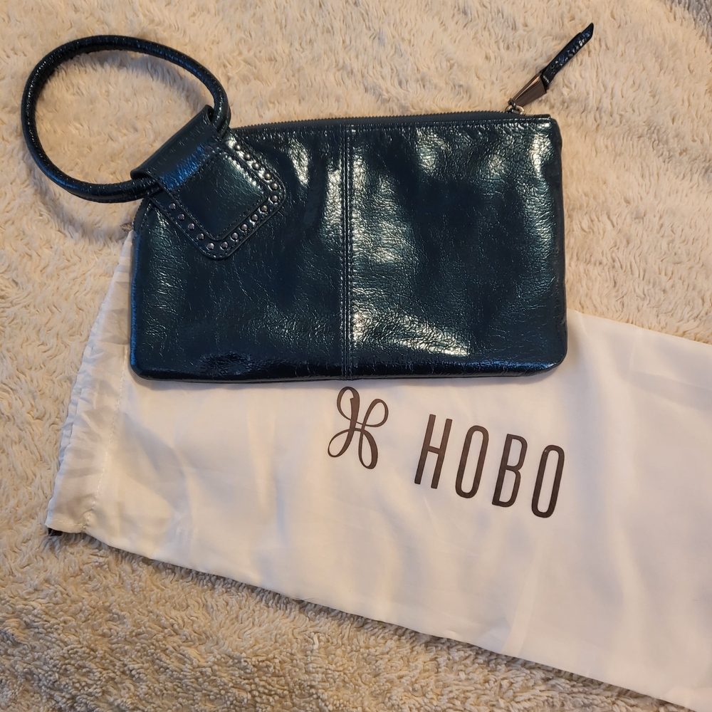 Hobo Blue Leather Wristlet